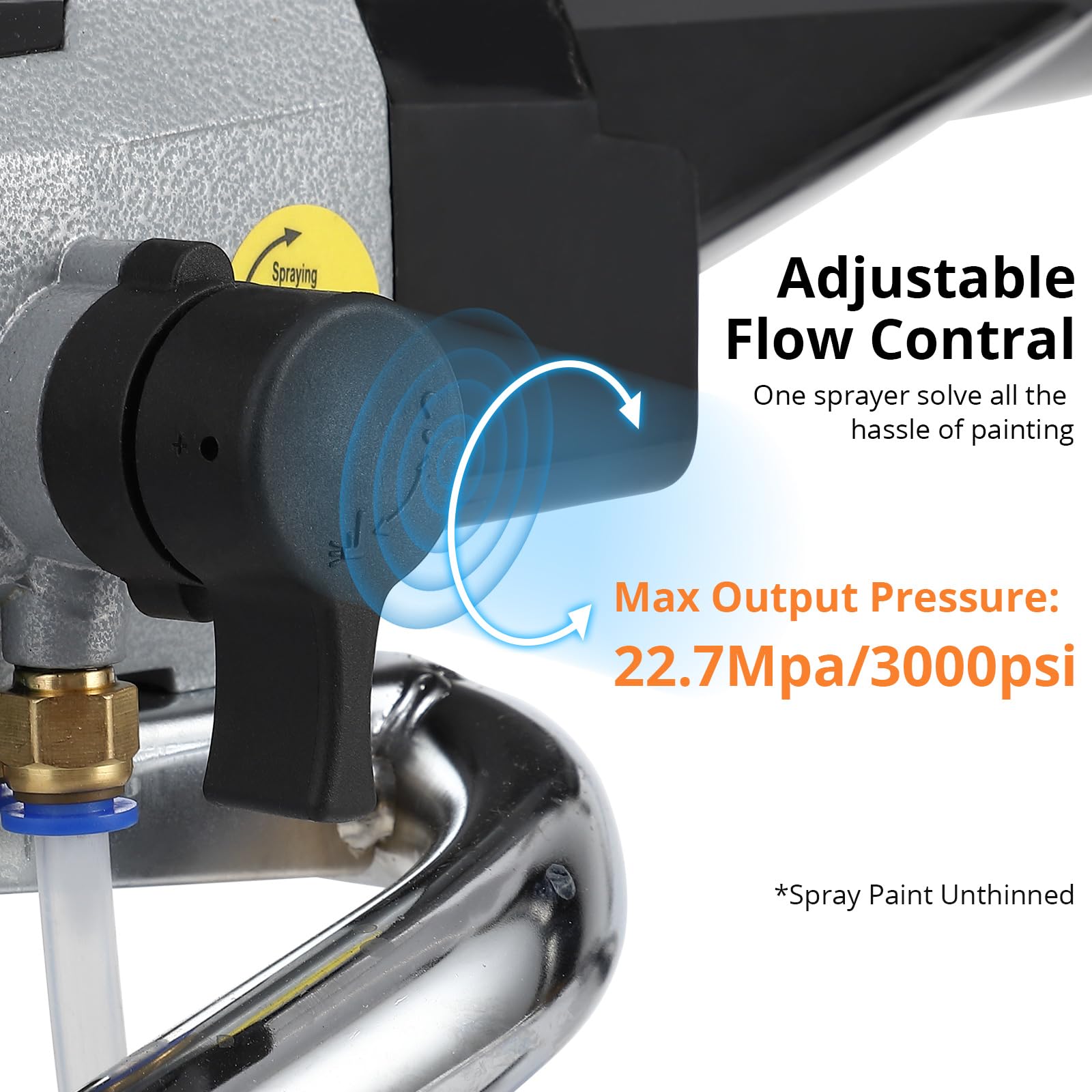 Spruzzatore di vernice airless Garvee 1010W con pressione di 3000 PSI, flusso regolabile, asta di prolunga, tubo ad alta pressione per uso interno ed esterno, blu