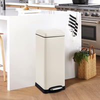 Pattumiera rettangolare Garvee da 8 gal/30 L in acciaio inox con coperchio a chiusura ammortizzata per cucina e sala da pranzo, anti-impronta, con secchio interno
