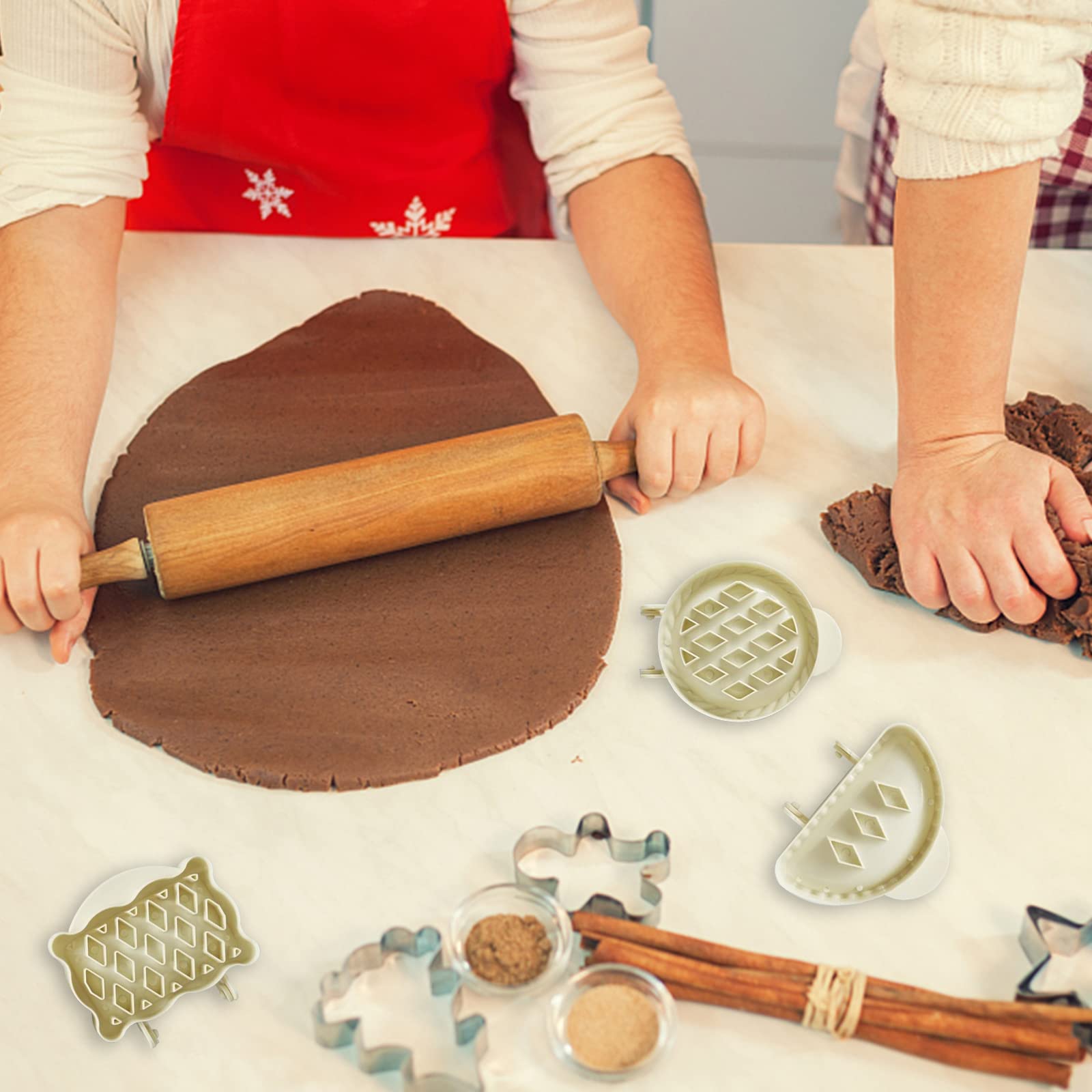 GARVEE Set di 3 mini stampi per crostate, pratico pressa per impasto, classico stampo per tortine di mele, robusto, per Natale e Ringraziamento
