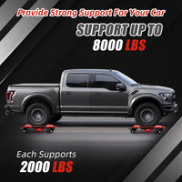 Garvee Auto Dolly Set 4 Pezzi per Festa del Papà - Capacità 8000 libbre, Ruote Girevoli 360° e Blocco Sicurezza, Acciaio Nero per Officina Garage