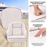 Sedile ergonomico per capitano di barca pontone Garvee in vinile resistente ai raggi UV per barche da pesca e da diporto 19,5x22x21,5 bianco