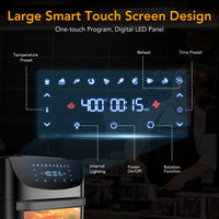 Friggitrice ad aria GARVEE XXL da 18 litri, friggitrice senza olio con finestra di visualizzazione, touchscreen LED, 10 programmi, 1800 W, controllo della temperatura regolabile, risultati di grigliatura eccellenti