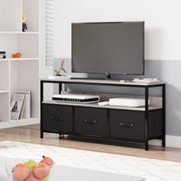 Mobile porta TV Garvee da 55 pollici con cassetti in tessuto e piedini regolabili per soggiorno e camera da letto, grigio, robusto legno MDF
