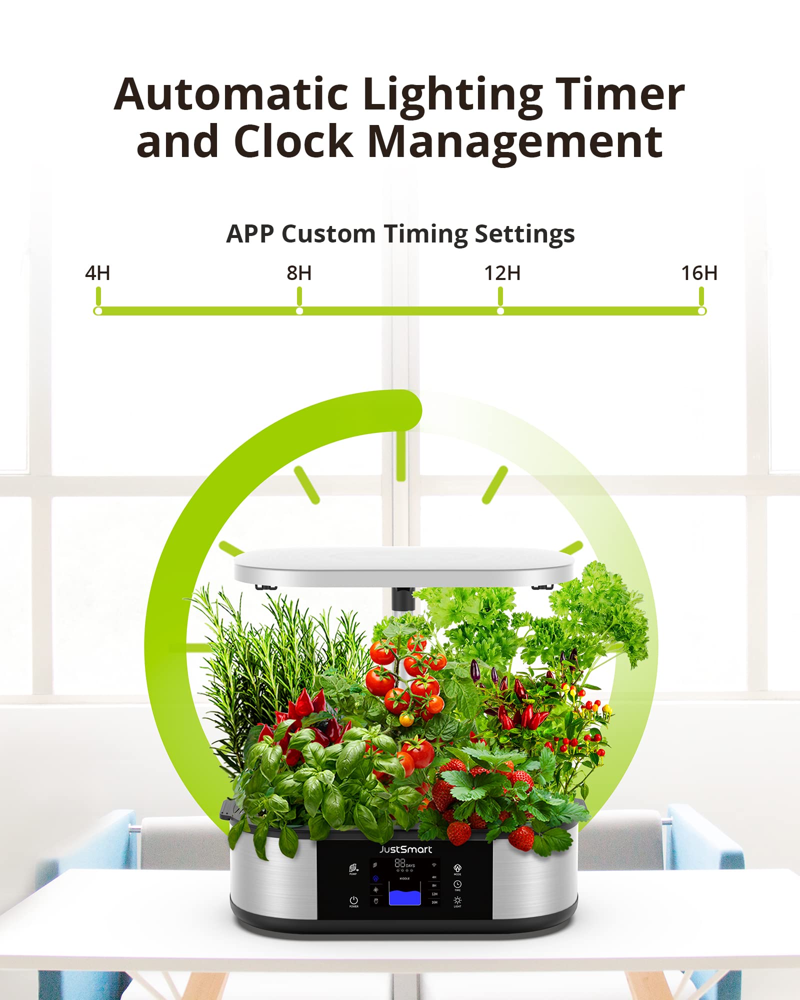 GARVEE Sistemi di coltivazione idroponica Smart WiFi Garden 12 baccelli Lampada LED per piante 30W Giardino per erbe aromatiche da interno Altezza regolabile 76 cm