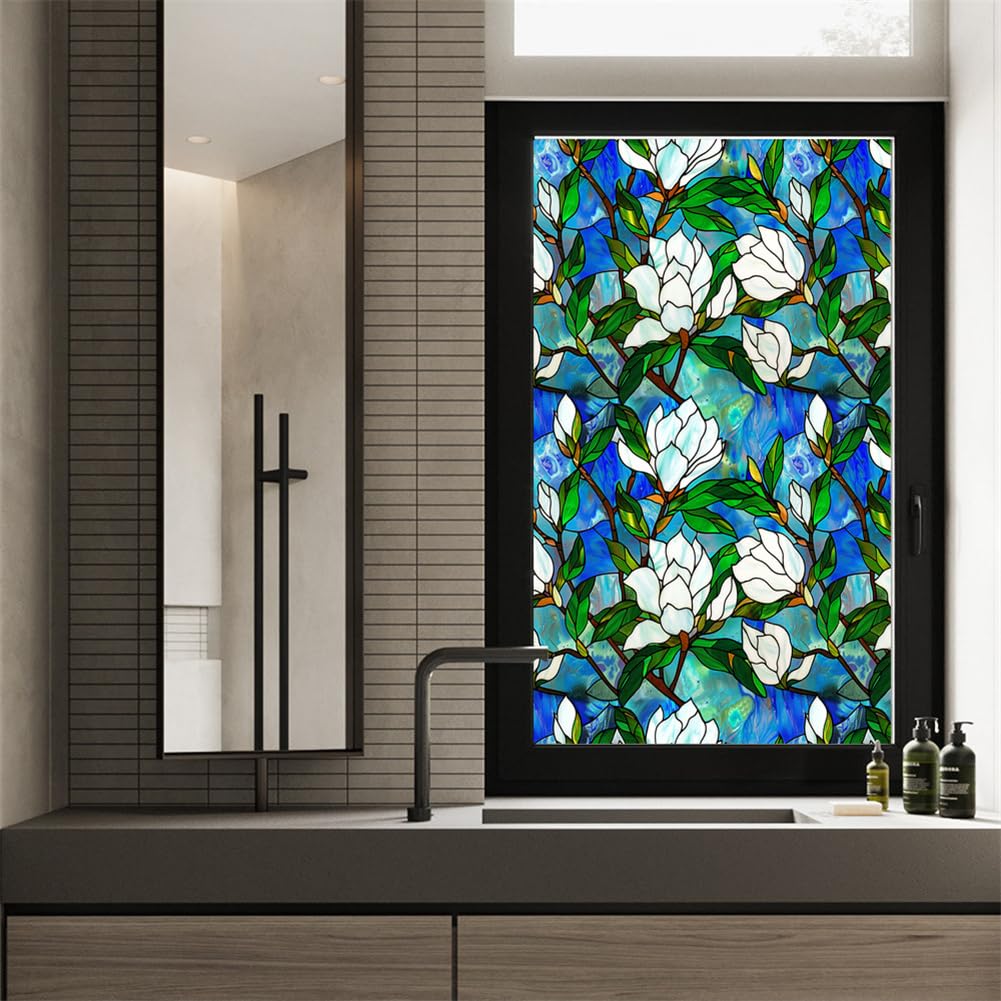 Pellicola per finestre GARVEE autoadesiva opaca anti-UV con motivo floreale 45x100cm