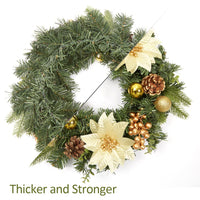 Ghirlanda natalizia Garvee da 16 pollici con palline di fiori, coni e bacche per porta, parete, finestra, camino, esterno e interno, PVC, resistente, verde rosso