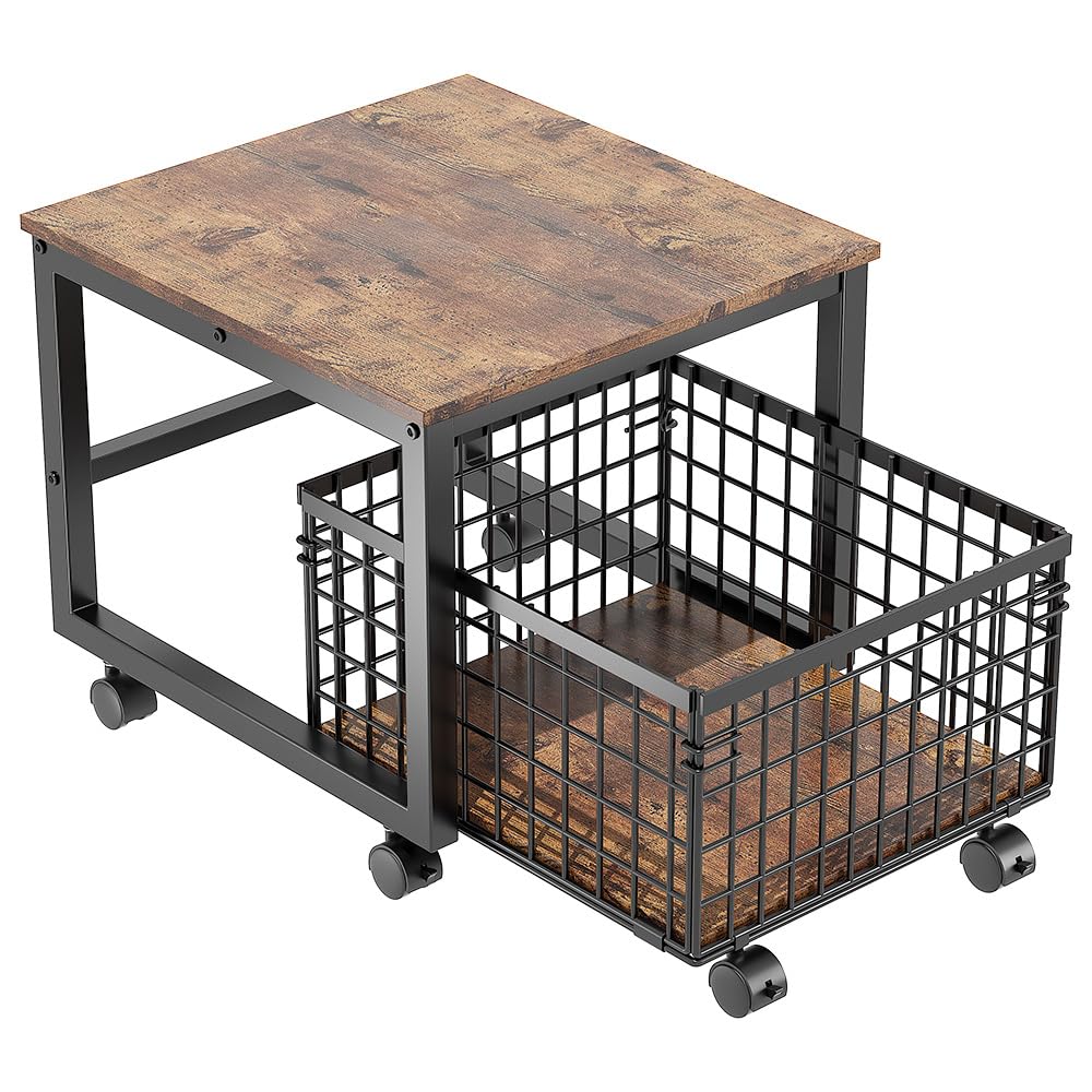 Supporto per mini frigorifero Garvee su ruote con cestello in metallo per cucina, soggiorno, ufficio, 50x54x45,7 cm, nero