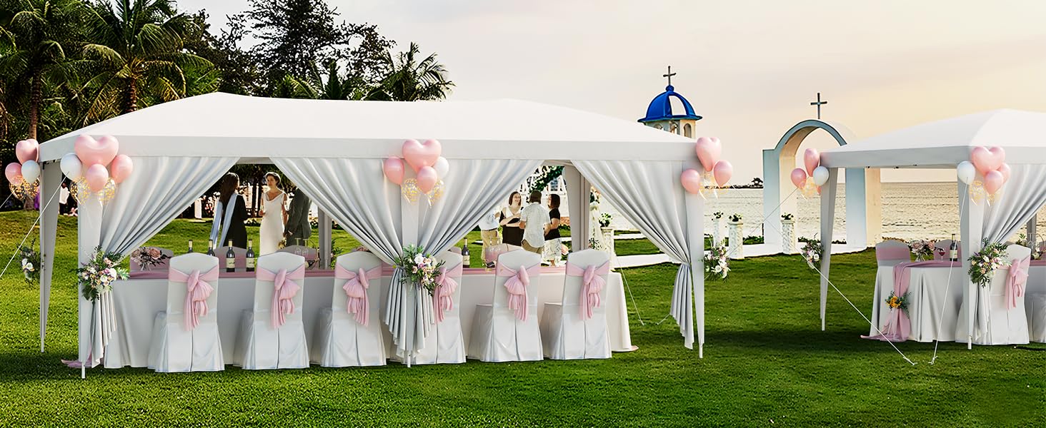 Gazebo 3x6 pop-up Garvee Heavy Duty tenda a baldacchino 3x6 m con 6 pannelli laterali rimovibili per feste e uso esterno, 3 altezze regolabili, nero