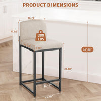 Set di 2 sgabelli da bar Garvee moderni con schienale e poggiapiedi, altezza regolabile, beige, isola cucina e sala da pranzo