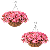 Garvee Set di fiori di bouganville artificiali con cesto per giardino e terrazza, rosa, resistente ai raggi UV, resistente alle intemperie - Marrone