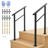 Garvee Corrimano Esterno per Scale 2 Gradini Regolabile 0°-45° Alluminio e Ferro Nero per Scale Esterne e Verande - Black-2 Pack