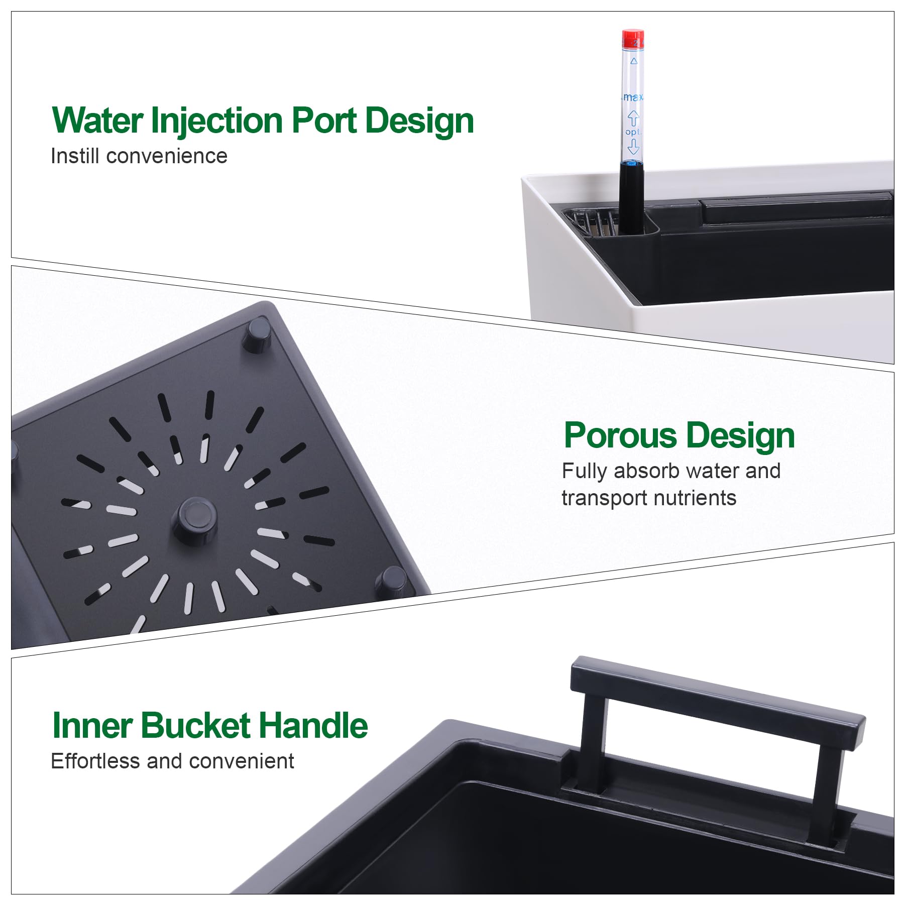 Set di 2 vecchi Garvee da 22,5" con irrigazione automatica per parti interne ed esterne, in plastica resistente a tutte le temperature