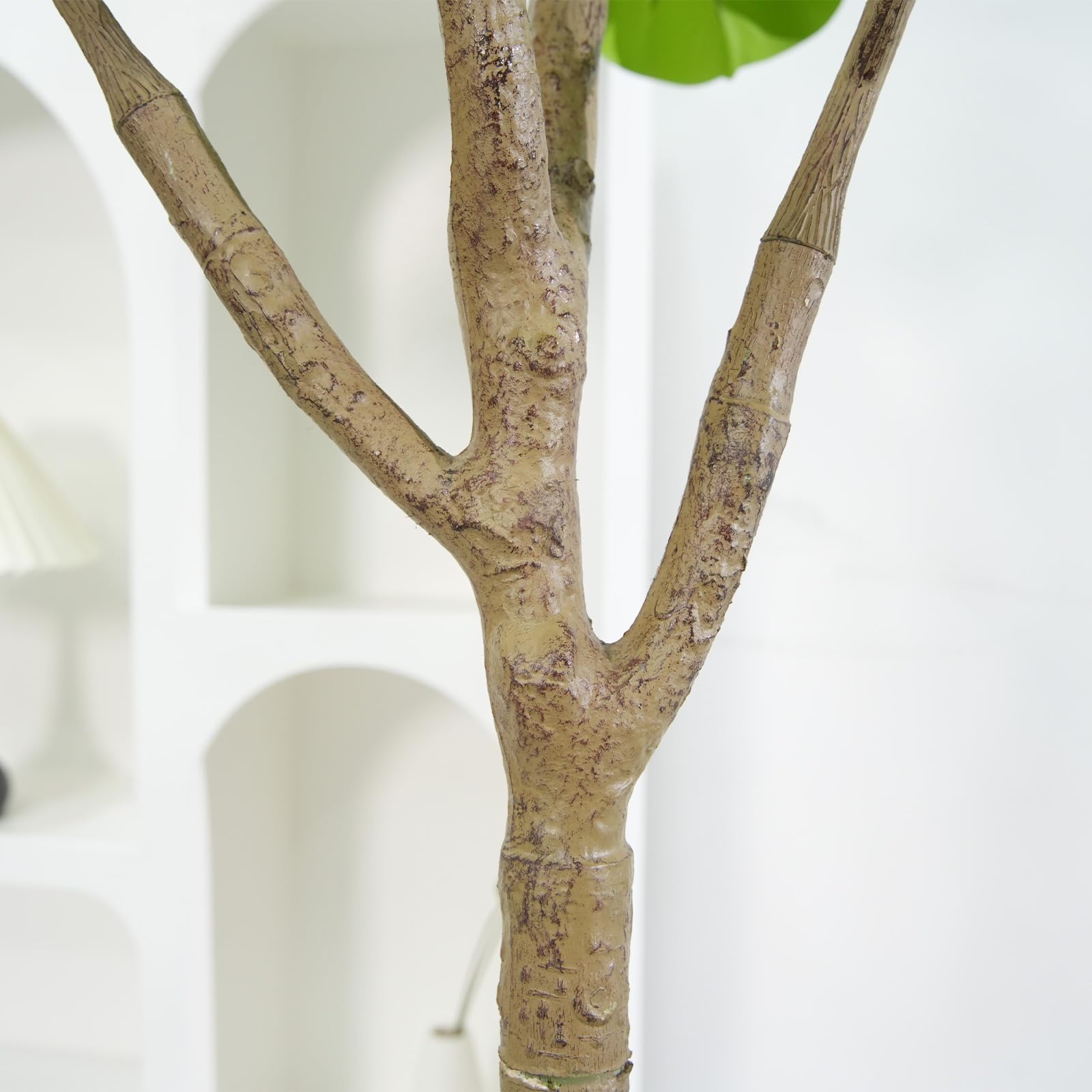 Albero artificiale di Ficus Lyrata Garvee da 5 piedi con vaso in vera corda, foglie regolabili, base in cemento stabile per soggiorno e ufficio, verde, 1,5 metri