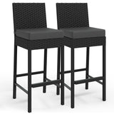 Garvee Wicker Set di 2 sgabelli da bar per esterni ergonomici e robusti in rattan PE e struttura in acciaio per balcone e giardino 16x17,7x40,7 pollici Nero - nero