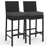 Garvee Wicker Set di 2 sgabelli da bar per esterni ergonomici e robusti in rattan PE e struttura in acciaio per balcone e giardino 16x17,7x40,7 pollici Nero