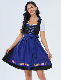 Garvee Dirndl Midi da donna, set di 3 pezzi in abito tradizionale per il carnevale dell'Oktoberfest, blu, taglia 40