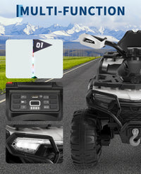 Quad elettrico per bambini Garvee 12V, colore argento, con telecomando, musica a LED per guida fuoristrada, dai 3 anni in su