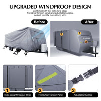 Garvee Copertura per Camper 20-22 Piedi, Resistente ai Raggi UV, Impermeabile, Antivento, con Cerniera, in Gomma, per Esterni, 270 x 102 x 104 cm, Grigio