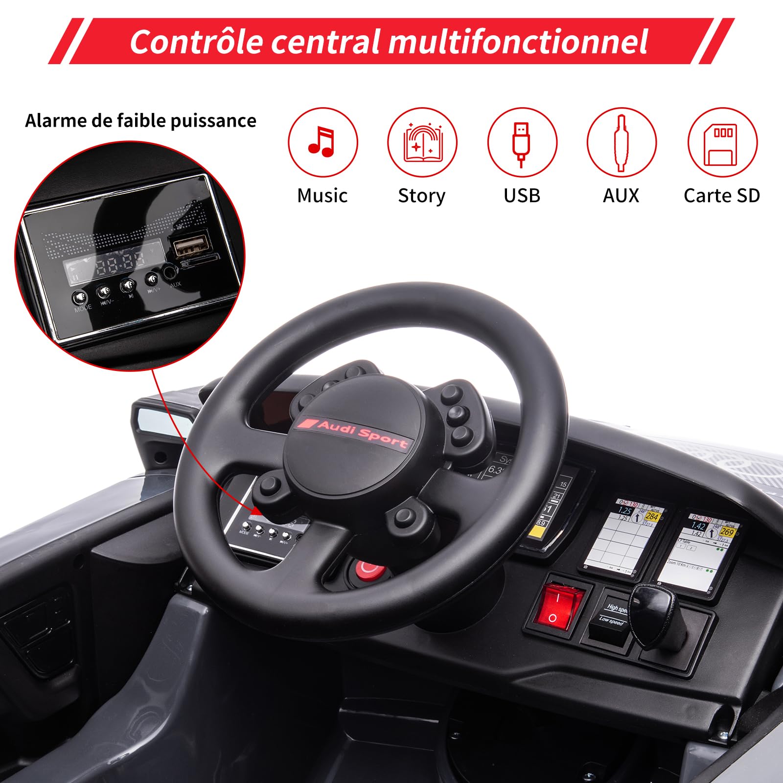 Garvee Kids Electric Car Extra Large Racing Vehicle Nero per piste da corsa da 3 anni