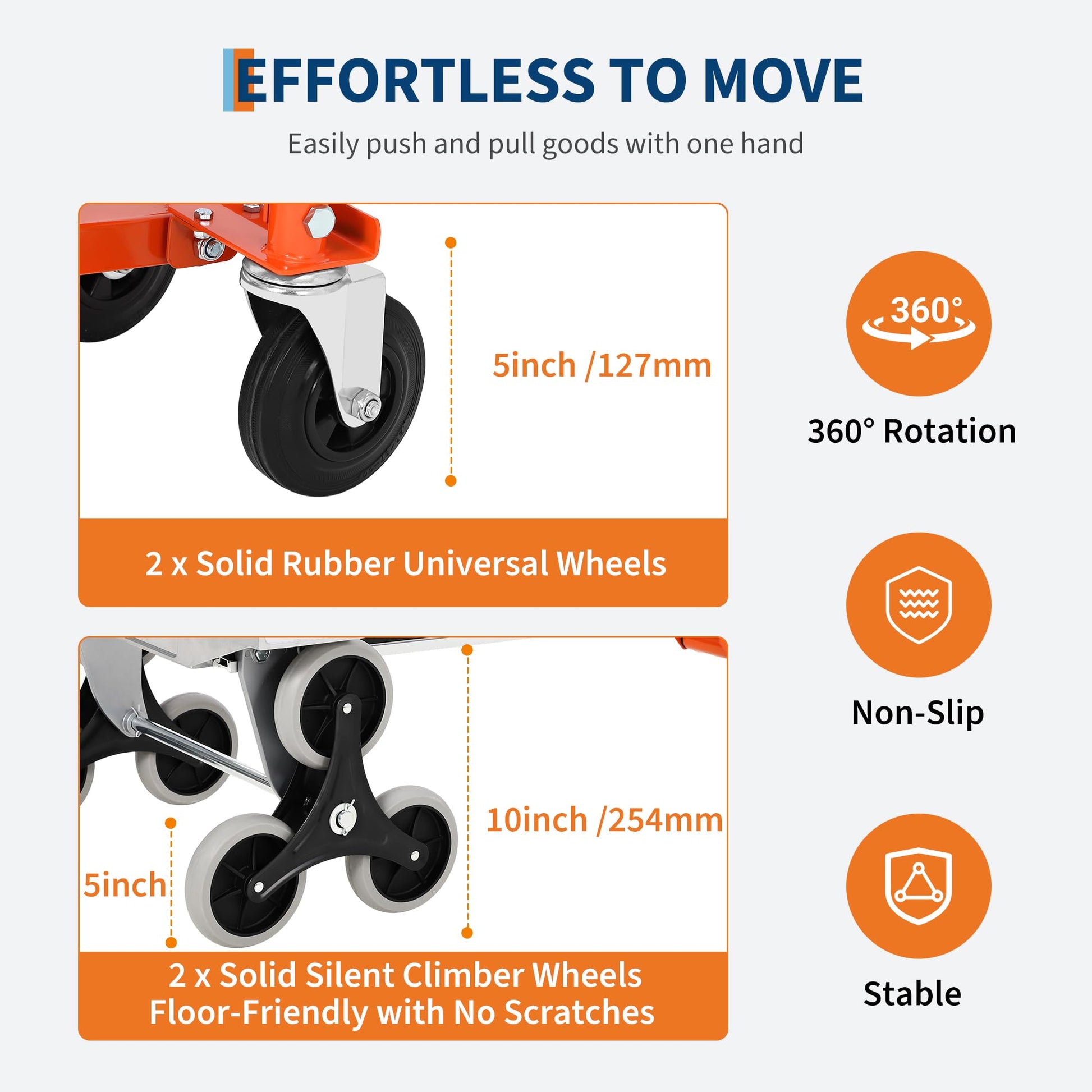 Carrello pieghevole Garvee 3 in 1 con capacità di 770 libbre, pneumatici da 10", lega di alluminio, cinghie elastiche per casa e magazzino, robusto e versatile