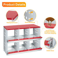 Nido per polli Garvee, 6 scomparti, acciaio zincato, ventilato, robusto, per polli e conigli nel pollaio, grande, metallo