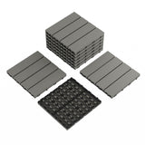 Garvee Piastrelle per Deck Composite 30,5x30,5 cm Impermeabili Interbloccanti Legno Plastica Antiscivolo Grigio 9 Pezzi Per Patio e Balcone - Grey-1