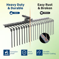 Garvee Rastrello Per Paglia Di Pino 60" Heavy-Duty, 21 Denti, Gancio Ricevitore 2" In Acciaio, Giallo, Per Trattori Da Giardino E UTV