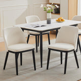 Garvee Set di 2 sedie da pranzo moderne con rivestimento in lino, schienale curvo e gambe in legno beige per cucina e soggiorno - Beige