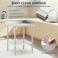 Tavolo da griglia in acciaio inossidabile Garvee 12x24x30 pollici con deflettore da 2 pollici e blocchi ruota per cottura e barbecue, capacità di carico di 660 libbre, certificato NSF, struttura robusta, argento