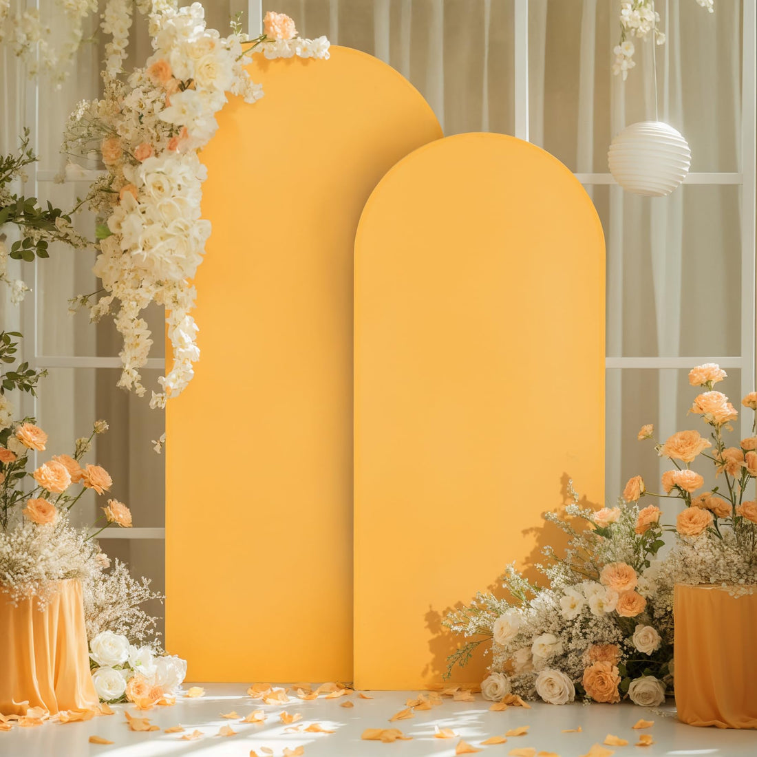 Garvee Wedding Arch Cover Set 3 pezzi in spandex con cerniera per feste e cerimonie Neutro