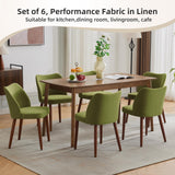 Garvee Set 2 Sedie da Pranzo Moderne in Lino Verde - Schienale Ergonomico, Imbottitura Spessa, Gambe in Legno Massiccio - Design Scandinavo per Cucina, Soggiorno, Ristorante - Green
