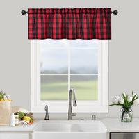 Tenda decorativa per finestra Garvee Cafe con tasca per asta, motivo a quadri Buffalo, filtrante la luce, poliestere, 56x15 pollici, cucina