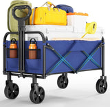 Garvee Carretto da campeggio, tessuto Oxford PVC 600D, telaio in acciaio, pieghevole, leggero, per esterni, spiaggia, festival, 73x46,5x89,5 cm - Nero