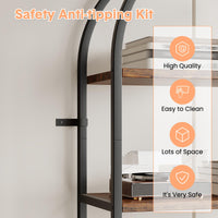 Libreria Garvee a 5 ripiani con struttura in metallo arcuato, moderno scaffale in legno, ampio spazio di archiviazione per soggiorno e ufficio