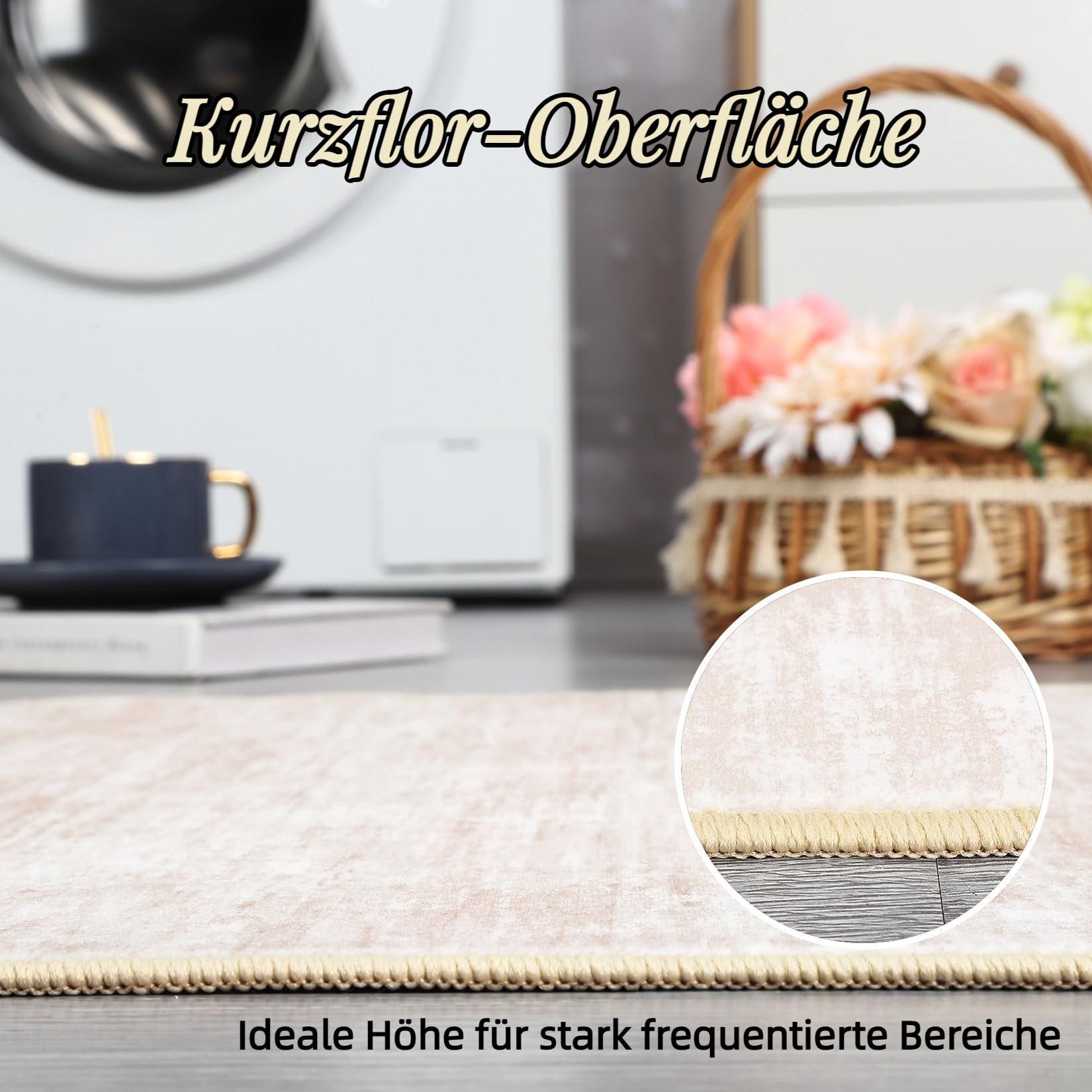 Tappeto moderno Garvee 200x290 cm beige per soggiorno, camera da letto, ufficio, sala da pranzo, antiscivolo, lavabile in lavatrice