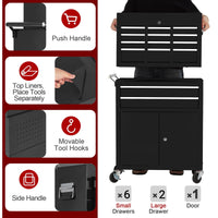 Armadio portautensili Garvee con 8 cassetti, mobile, 2 in 1 staccabile, in metallo, con serratura, per officina e garage, 24 pollici, nero