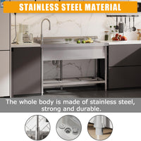 Lavello da cottura industriale Garvee in acciaio inox dalle grandi dimensioni 120x51x94cm Lavello da cottura industriale in robusto acciaio inox e con elevata capacità di carico per applicazioni professionali