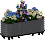 Garvee Hochbeet Metall Su Ruote Con Autoinnaffiamento E Freni Per Giardino Terrazza E Balcone 195x60x50cm Resistente Mobile - Grau