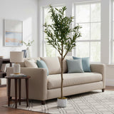 Garvee Albero d'Ulivo Artificiale 152.4 cm con Foglie Naturali e 22 Frutti, Base in Cemento, Poliestere Premium, Decorazione Interna Moderna, Verde - Verde
