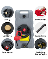 Tanica per carburante Garvee da 15 galloni in HDPE per auto e barche - Grigia con pompa e ruote da 6 pollici per il trasporto di carburante