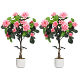 Garvee Albero di Rose Artificiali 2 Pezzi Rosa/Bianco 75-150cm Fiori Realistici Legno Naturale Interni Esterni - Rosa 75 cm 2 pz