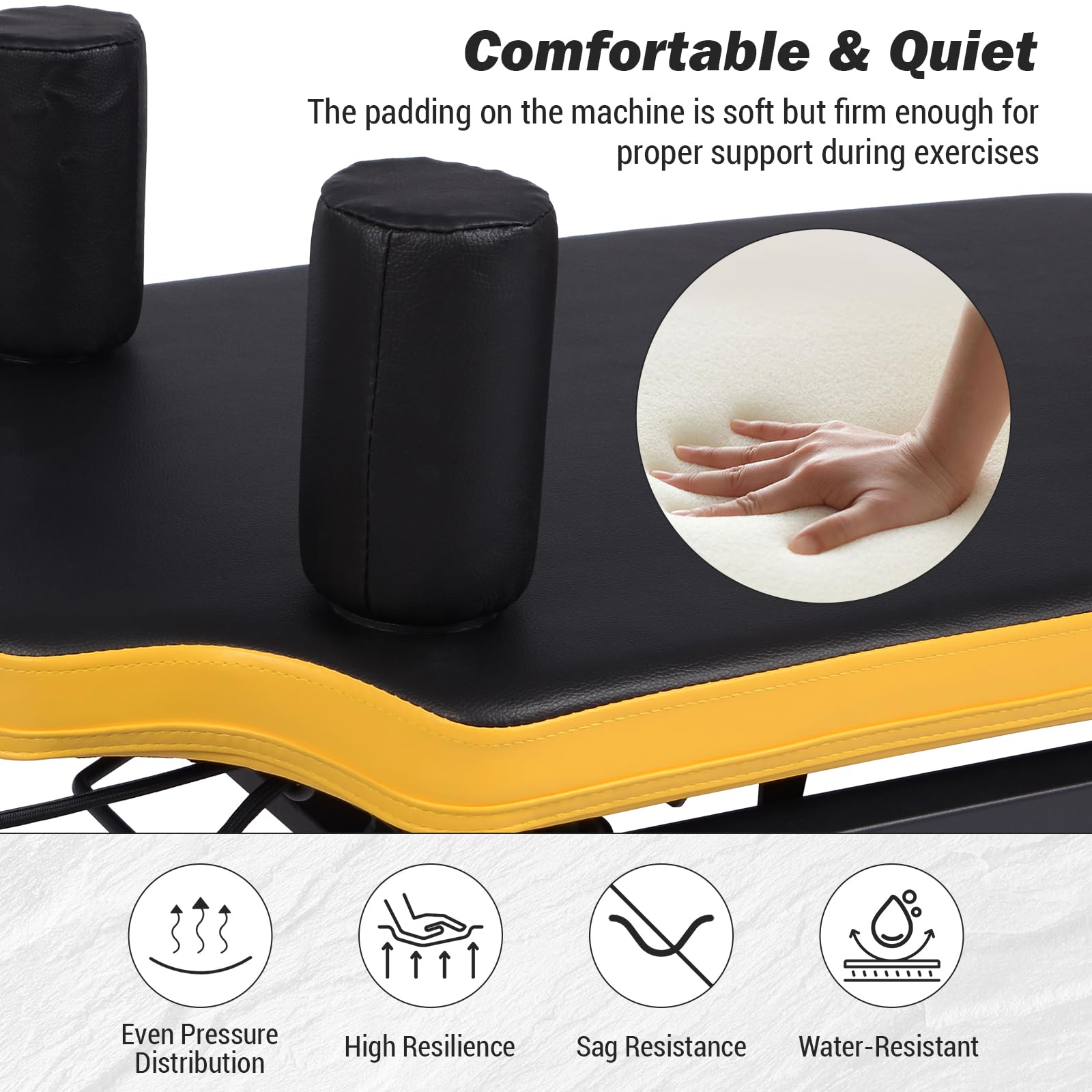 Garvee Pilates Reformer Machine con doppia resistenza, pieghevole, telaio in acciaio per allenamento a casa, salvaspazio, regolabile, nero