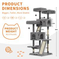 Torre per gatti Garvee Large da 66 pollici con tiragraffi in sisal, multipiano per gioco e riposo al chiuso, confortevole, beige