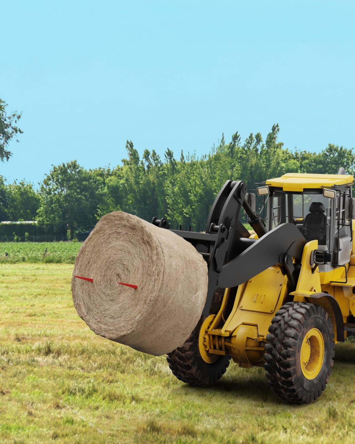 Forca da fieno Garvee da 49" con capacità di 4500 libbre, punta di lancia a sgancio rapido, acciaio per molle, protezione dalla corrosione per trattori e caricatori, rossa