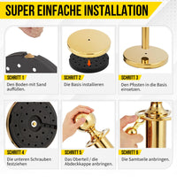 Paletti Garvee Gold con corda in velluto rosso, acciaio inossidabile, altezza 37,5", corda da 5 piedi, robusti, portatili per eventi e hotel