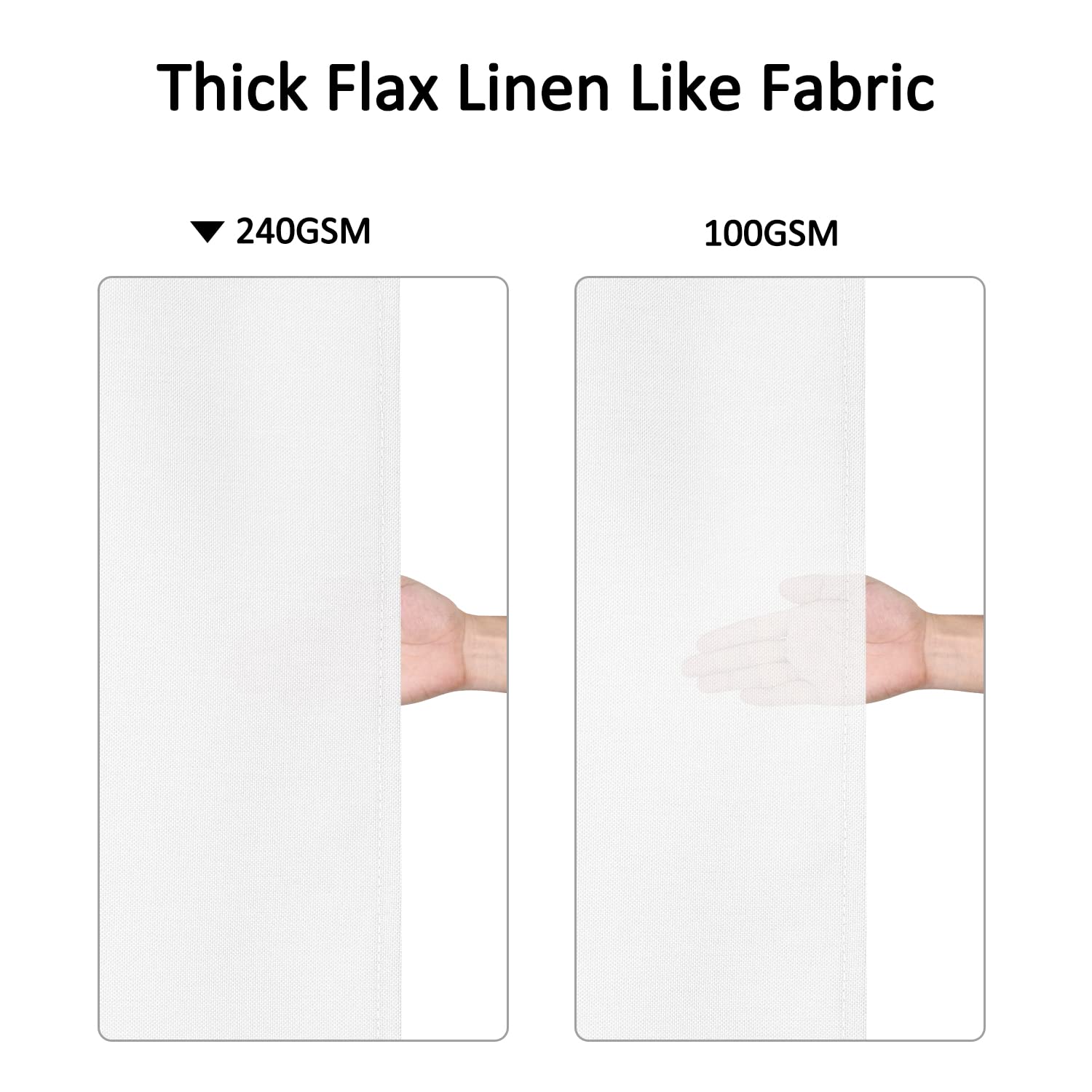 Garvee Flachs Leinenähnlicher 240GSM Dicker Duschvorhang Weiß 279x200 cm Hotel Luxus Wasserabweisend Faltenresistent