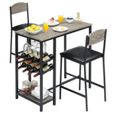 Set Bar Garvee 4 Pezzi con 4 Sgabelli, Tavolo Alto in MDF e Metallo, Sedili in Pelle PU, Design Moderno Grigio, Ideale per Cucina e Bar