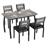 Garvee Set Tavolo da Pranzo per 4 con Design Moderno, Sedie Imbottite, Legno e Metallo, Salvaspazio per Appartamenti e Cucine - Cuscino morbido per seduta tubolare nero + grigio