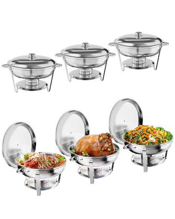 Garvee 5QT Chafing Dish Buffet Set in acciaio inox, confezione da 6 - Piatti da catering per il mantenimento della temperatura - Scaldavivande per feste ed eventi
