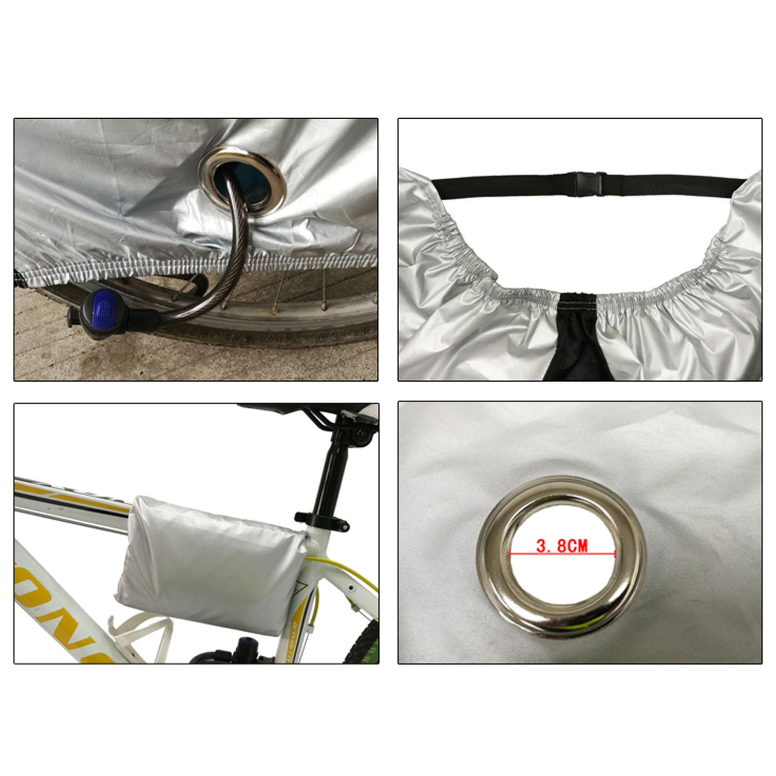 Garvee Copertura per Bicicletta 210D Oxford Impermeabile con Fori per Lucchetto e Strisce Riflettenti in PU per Mountain Bike Nero Verde XL